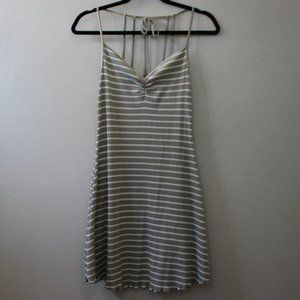 Sage and White Stripe Halter Dress
